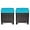Turquoise-mix Brown Rattan, variant on RELAX4LIFE 2-Piece Patio Ottoman Set - Wicker Footstools, All Weather PE Rattan Ottoman with Removable Cushions, Square Footrest Seat, Outdoor Stools for Garden, Porch, Pouf Ottoman (Turquoise)