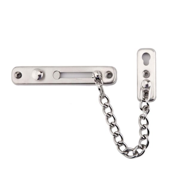 Stainless Steel Chain Door Lock，Heavy Duty Inside Door Latch Guard Keyless Door Lock Add Extra Security with Spring Anti-Theft Press Lock Door Hardware for Home Security (Silver)