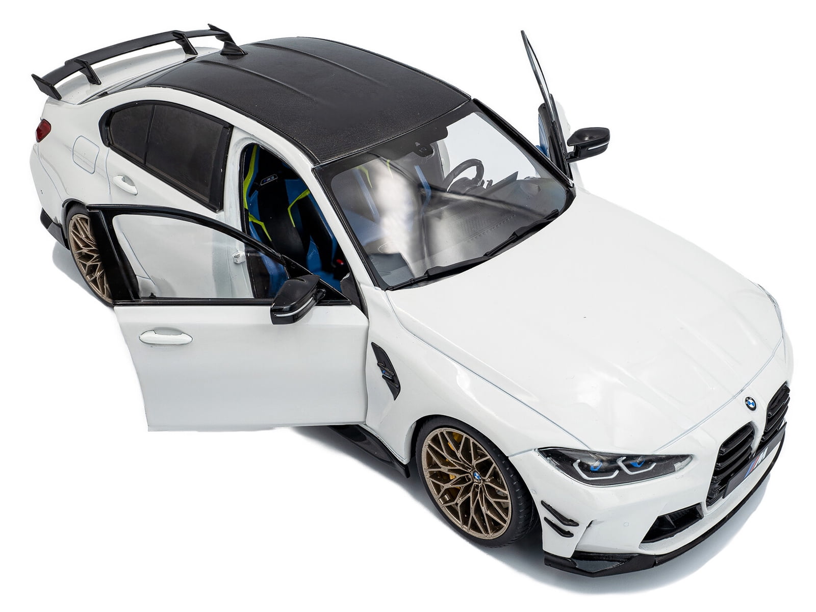 2024 BMW M3 Competition Alpine White with Carbon Top 1/18 Diecast Model Car by Solido