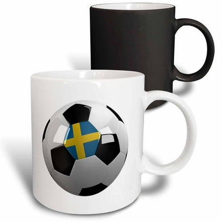

3dRose Soccer ball with the national flag of Sweden on it Swedish Magic Transforming Mug 11oz