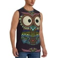 thumbnail image 2 of Balery Boho Owl Men's Sleeveless Muscle Shirts Workout Tank Top, Moisture Wicking, Odor Protection-Large, 2 of 8