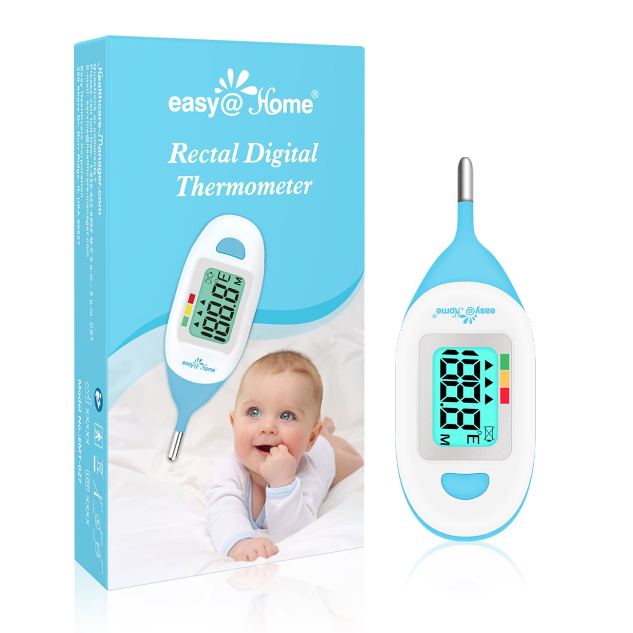 Baby Rectal Thermometer With Fever Indicator And Safety Insertion Guard