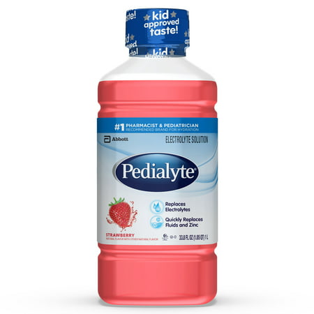 Pedialyte Electrolyte Solution, Hydration Drink, Strawberry, 1 Liter, 8 (Best Rehydration Drinks For Adults)