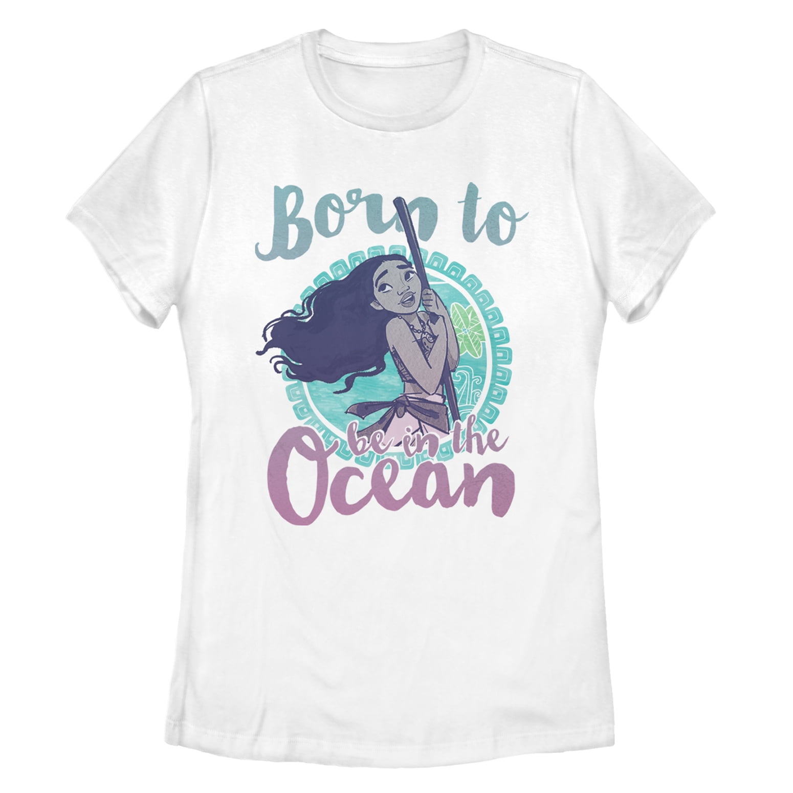 Moana Women's Born to Be in Ocean T-Shirt, Size: Large, White