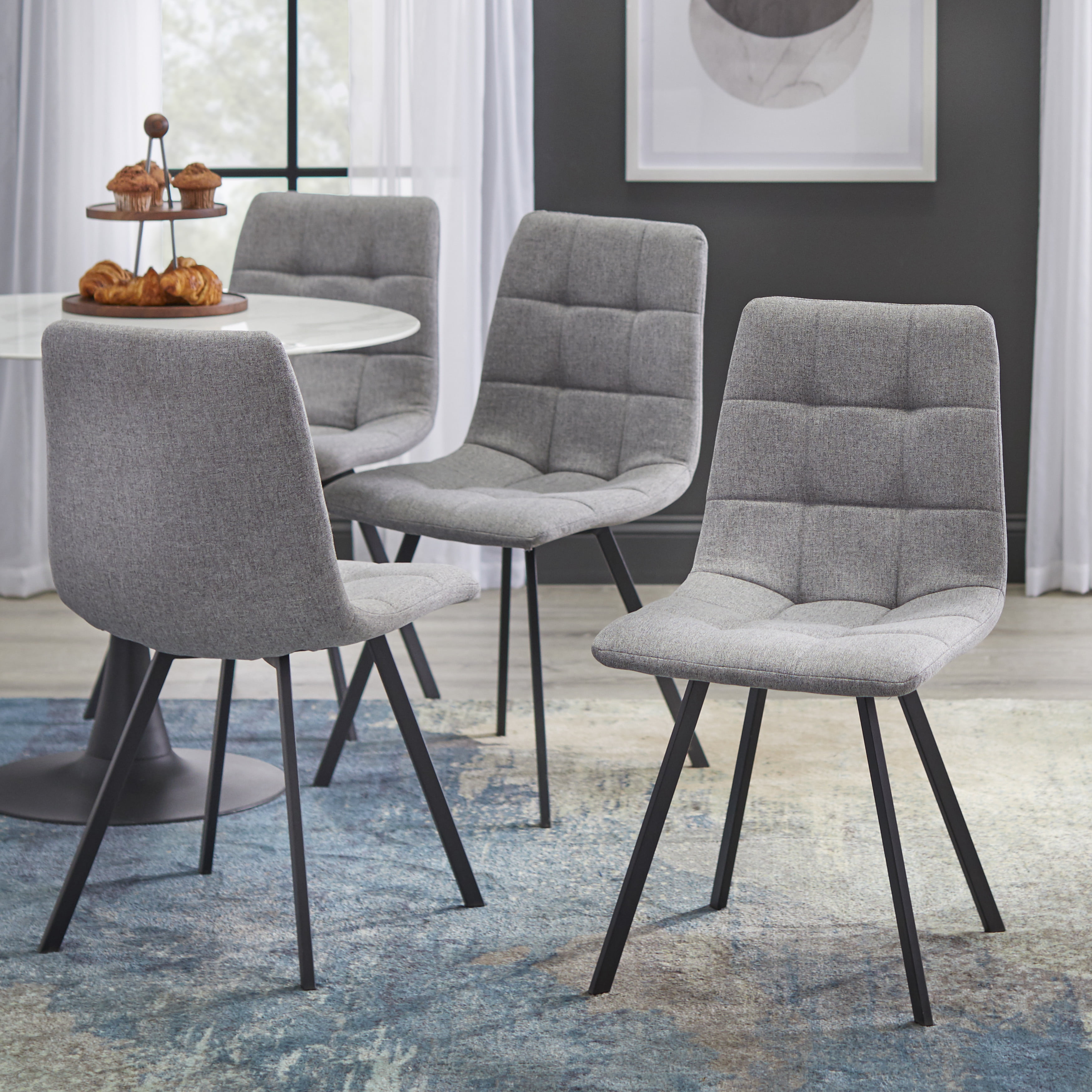 TMS Rho 5-piece Round Dining Set, White and Gray