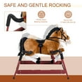 thumbnail image 6 of Durable Spring Rocking Horse with Realistic Sounds, Plush Ride-On Rocker with Steel Frame, Brown, 6 of 8