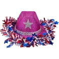 thumbnail image 7 of Yvsxxv Rosy Dazzling Patriotic Sequin Cowgirl Hat, 4th of July Party Hat, 1 Pc, 7 of 7