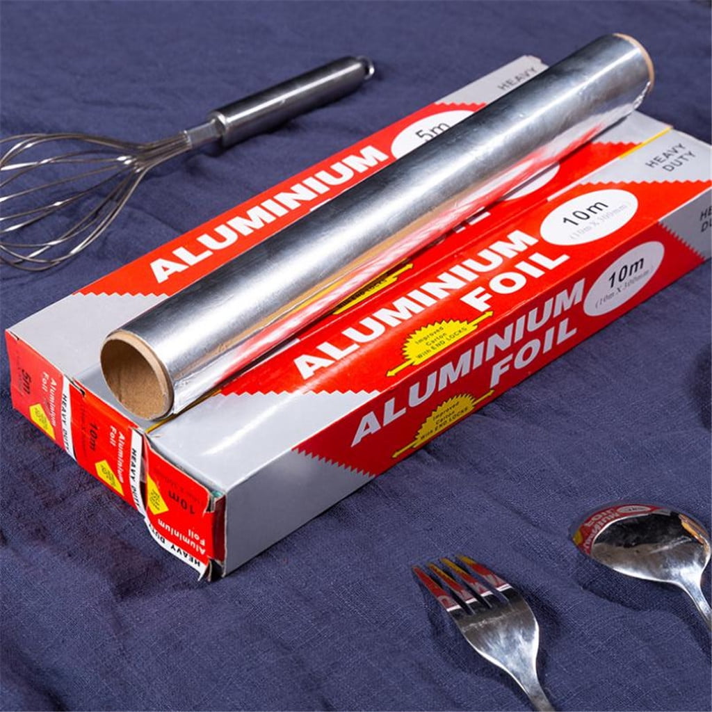 Food Grade Disposable Aluminum Foil Roll Heat Resistant Tin Foil For Baking Barbecue Air Fryer Non-Toxic Aluminum Foil Wrap For Kitchen Cooking Heavy Duty BBQ Foil Paper For Outdoor Grilling