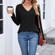 thumbnail image 4 of Ailaofu Women V Neck T-Shirt Casual Short Sleeve Plain Tee Shirts Blouses, 4 of 6