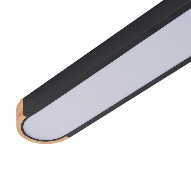Aiwen 37.4" LED Linear Flush Mount Ceiling Light, Modern Matte Black Ceiling Fixture with PS Lampshade -- Perfect for Living Room, Entryway & Restaurant