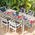 thumbnail image 2 of Independence Day Table Cloths for 8 Foot Rectangle Tables, 4th of July Striped Stars Patriotic Burlap Patio Waterproof Elastic Fitted Tablecloths, Washable Rectangular Table Cover for Camping, 2 of 8