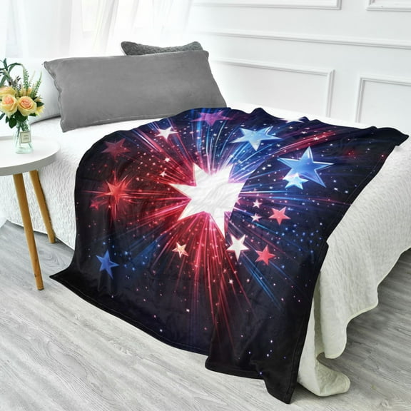 70x55 Inches Glow in The Dark Blanket Cozy Throw Camping Blankets for Home and Outdoor Use Exploding Stars and Lights