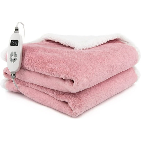 Heated Blanket 60'' x 50'' Electric Blanket Throw, Warming Blanket with 10 Heating Levels, 9H Timer Auto Shut Off, Overheat Protection, Machine Washable Heating Blanket(Pink)