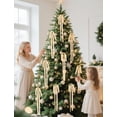 thumbnail image 6 of TETOU 6pcs Christmas Garland Swag Bow,23.5x15.5 Inch Rustic Vintage Large Xmas Staircase Wreath Bows for Christmas Tree Staircase Indoor Outdoor Decorations(Beige), 6 of 10
