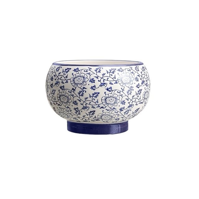 Maceta de cerámica de porcelana azul y blanca de estilo chino, for el hogar, de lujo, for sala de estar, con orquídeas.