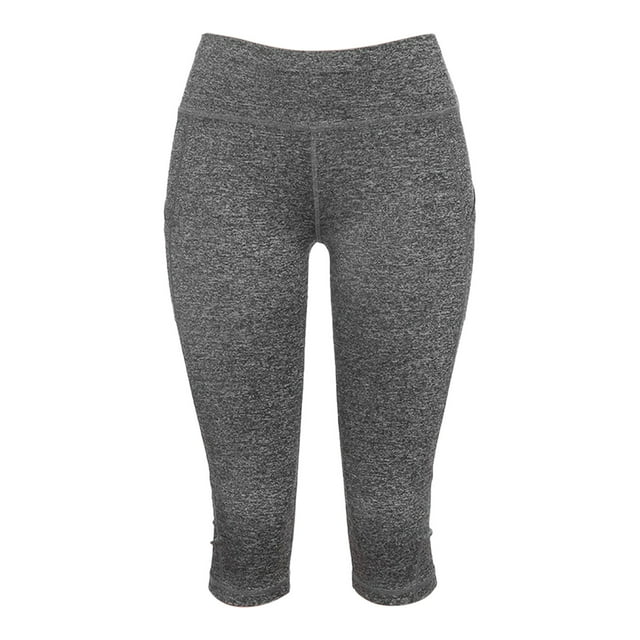 Gibobby Leggings cortos yoga mujer Pantalones de YOGA para mujer Bolsillos Correr Deporte Fitness Recortar Leggings Entrenamiento(Gris,G)