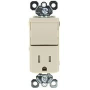 Pass & Seymour Legrand TM818TR-LA Combination Rocker Light Switch & Tamper Resistant Receptacle, Decorator, Single Pole, Back & Side Wire, Grounding, 15A 125V Outlet, Light Almond