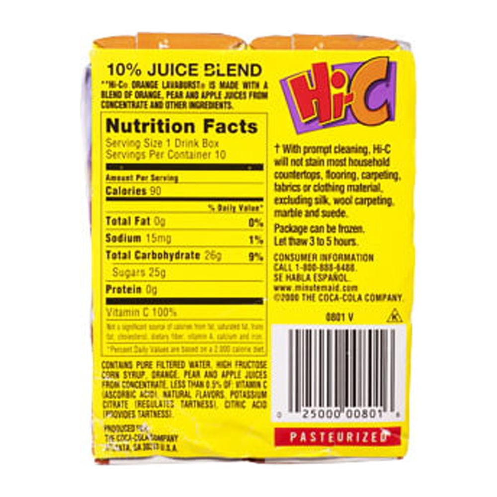 Hi-C Orange Lavaburst Fruit Juice, 6.75 Fl. Oz., 10 Count
