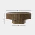 thumbnail image 3 of Gelloan 35" Round Fluted Coffee Table, Modern Wood Circle Coffee Table, Veneer Handcrafted Relief Tea Table for Living Room,Brown, 3 of 5