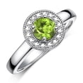 thumbnail image 4 of RYLOS Rings for Women 14K White Gold Halo Ring with Round 4MM Gemstone &  Diamonds August Peridot Jewelry Size 10, 4 of 8