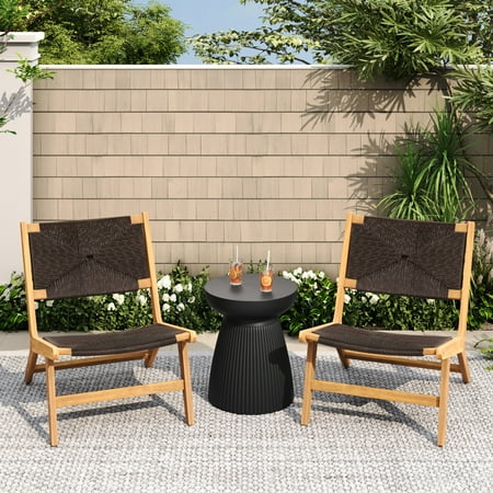 Christopher Knight Home Outdoor Lounge Chairs, Solid Wood Frame with Woven Wicker Design, Dark Brown, Set of 2