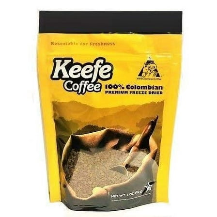 Keefe Coffee 100% Colombian Premium Freeze Dried Coffee 3oz SEALED BAG