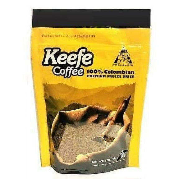 Keefe Coffee 100% Colombian Premium Freeze Dried Coffee 3oz SEALED BAG