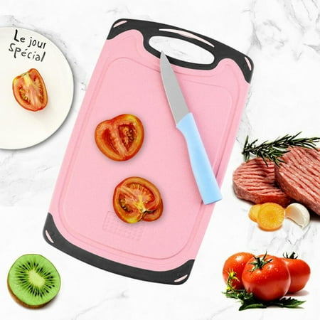 

QXuchild Chopping Block with Hanging Hole Food Grade Double-side Kitchen Fruit Plastic Cutting Board for Restaurant