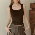 thumbnail image 5 of JULMCOMO Cotton Tank Tops for Women Square Neck Slim Fit Comfy Casual Tank Tops Sleeveless Summer Basic Shirts Coffee M, 5 of 6
