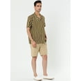 thumbnail image 3 of INSPIRE CHIC Men's Hawaiian Shirts Striped Button Down Short Sleeves Shirts Brown Yellow XL, 3 of 5