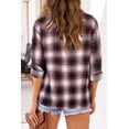 thumbnail image 3 of ADREAMLY Plaid Shacket Jacket Button Down Long Sleeve Flannel Coat Blouse, 3 of 6