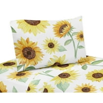 Sweet Jojo Designs Sunflower Yellow Green and Brown 4 Piece Queen Size Sheet Set - 4 piece