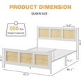 thumbnail image 5 of Towallmark Queen Rattan Bed Frame with Headboard, White Boho Cane Platform Bed Frame with Strong Metal Slat, Noise Free, No Box Spring Needed, 5 of 6