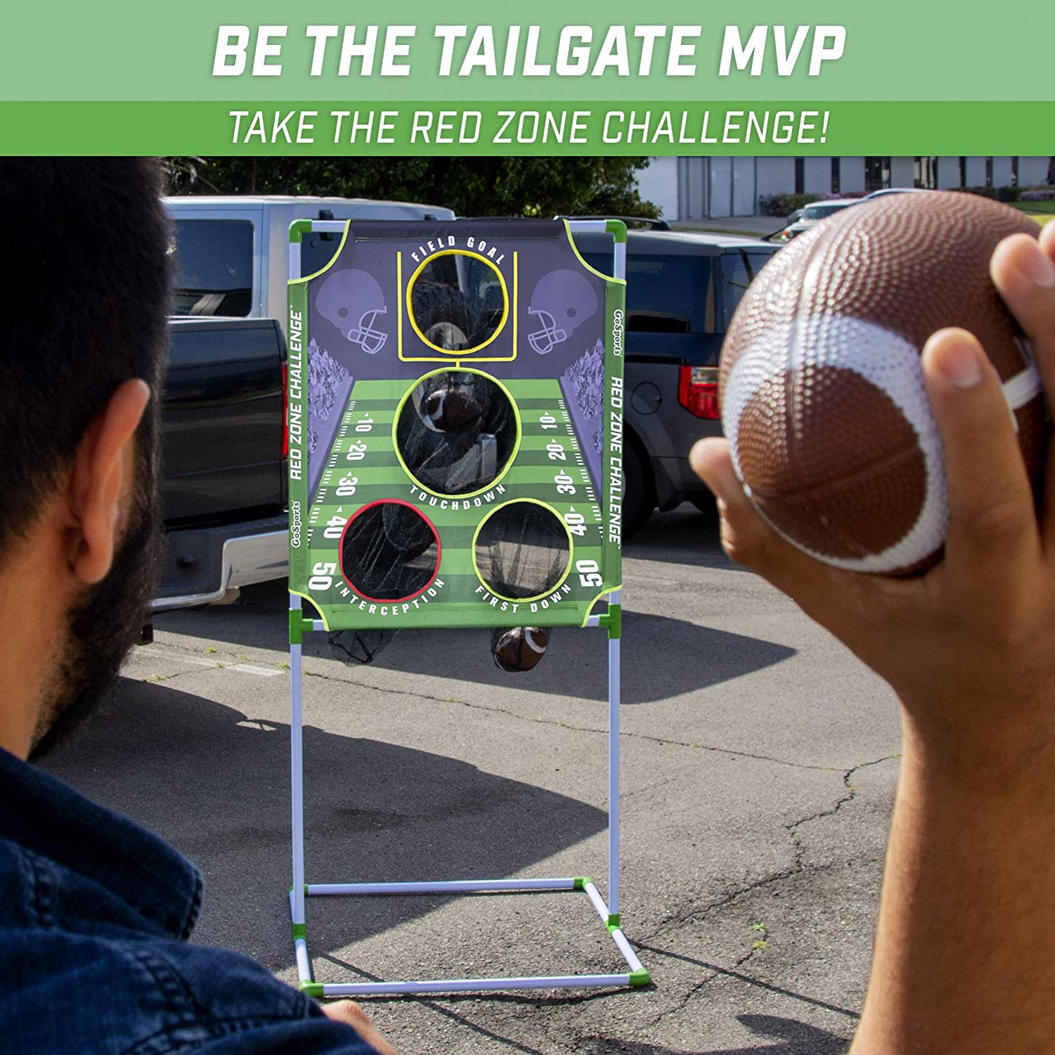 GoSports Red Zone Challenge Football Toss Game - Includes Target, 4 Footballs, Scoreboard and Case