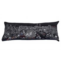 35" Black as Vegas Nighttime Skyline Lumbar Decorative Pillow