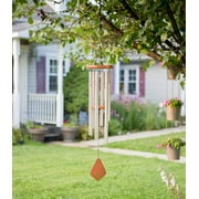 Nature’s Melody Premiere Grande Tunes Wind Chimes – Outdoor Windchime with 6 Tubes Tuned to E Pentatonic Scale, Rustproof Aluminum, Beech Wood & S Hook Hanger for Sympathy, Memorial Gift or Zen Garden