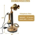 thumbnail image 3 of Vintage Antique Candlestick Rotary Dial Phone Brass Finish Table Decorative Telephone Antique Replica Telephone Home & Office Decor Antique, 3 of 9
