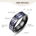 thumbnail image 5 of JQUEEN Norse Viking Rune Rings 8mm Black Mens Tungsten Wedding Bands Blue Carbon Fiber Ring with Beveled Edges Comfort Fit, 5 of 5