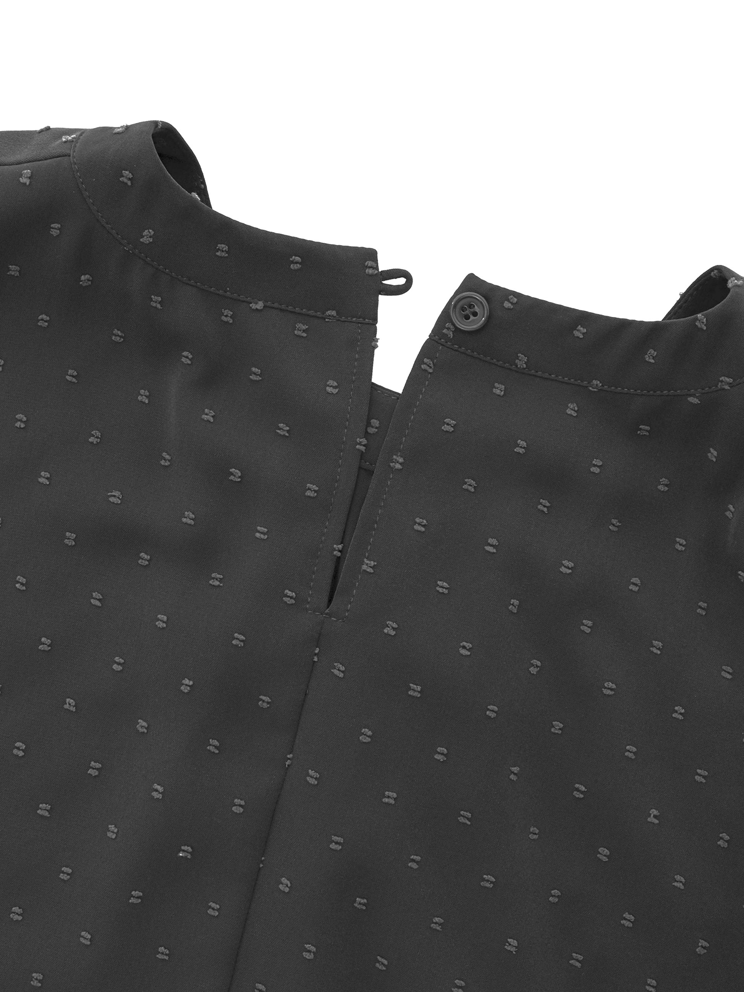 Amoretu Swiss Dot Tops for Womens Summer Crewneck Roll Up Short Sleeve Tunic Shirts Casual Work Office Blouse Shirt Black XL - image 4 of 5
