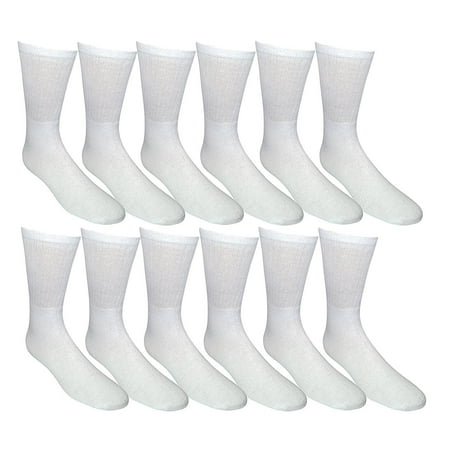 6 Pairs of Men's excell Diabetic Crew Socks, Ringspun Cotton, Neuropathy Edema Socks, King