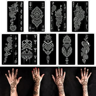 Koogel 18 Sheets Henna Tattoo Stencil Kit, 97 PCS Temporary Glitter  Airbrush Flower Tattoo Stencils for Women and Girls Arabian Realistic  Tattoo
