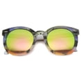 thumbnail image 3 of Unisex Oversized Sunglasses UV400 Mirrored Lens Horn Rim Palm Tree Print 9878, 3 of 3