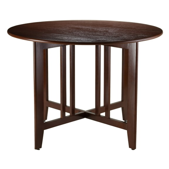 Contemporary Home Living 42" Warm Antique Walnut Finish Double Drop Leaf Round Table
