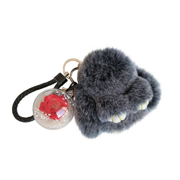 Llavero de conejito con una exquisita caja, llavero de conejito de peluche, hecho a mano, con pompón de conejito suave, para amigos, novias y familiares.
