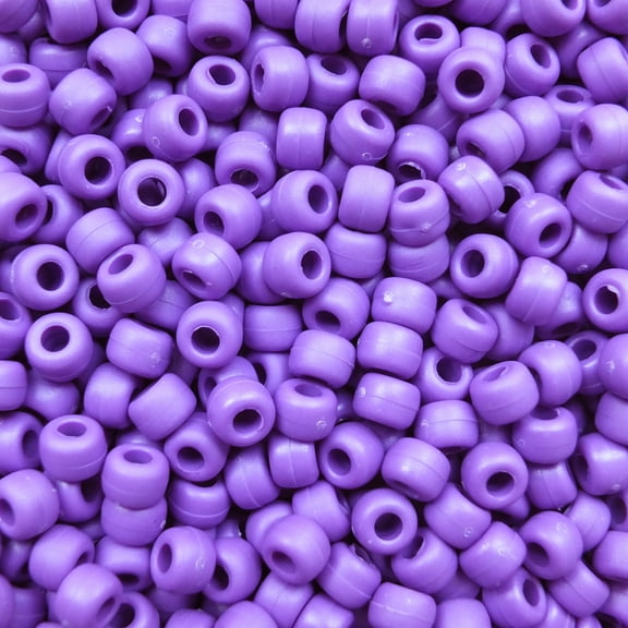 Pony Beads Purple Matte Crow Beads 6x9mm Large Hole Made in USA