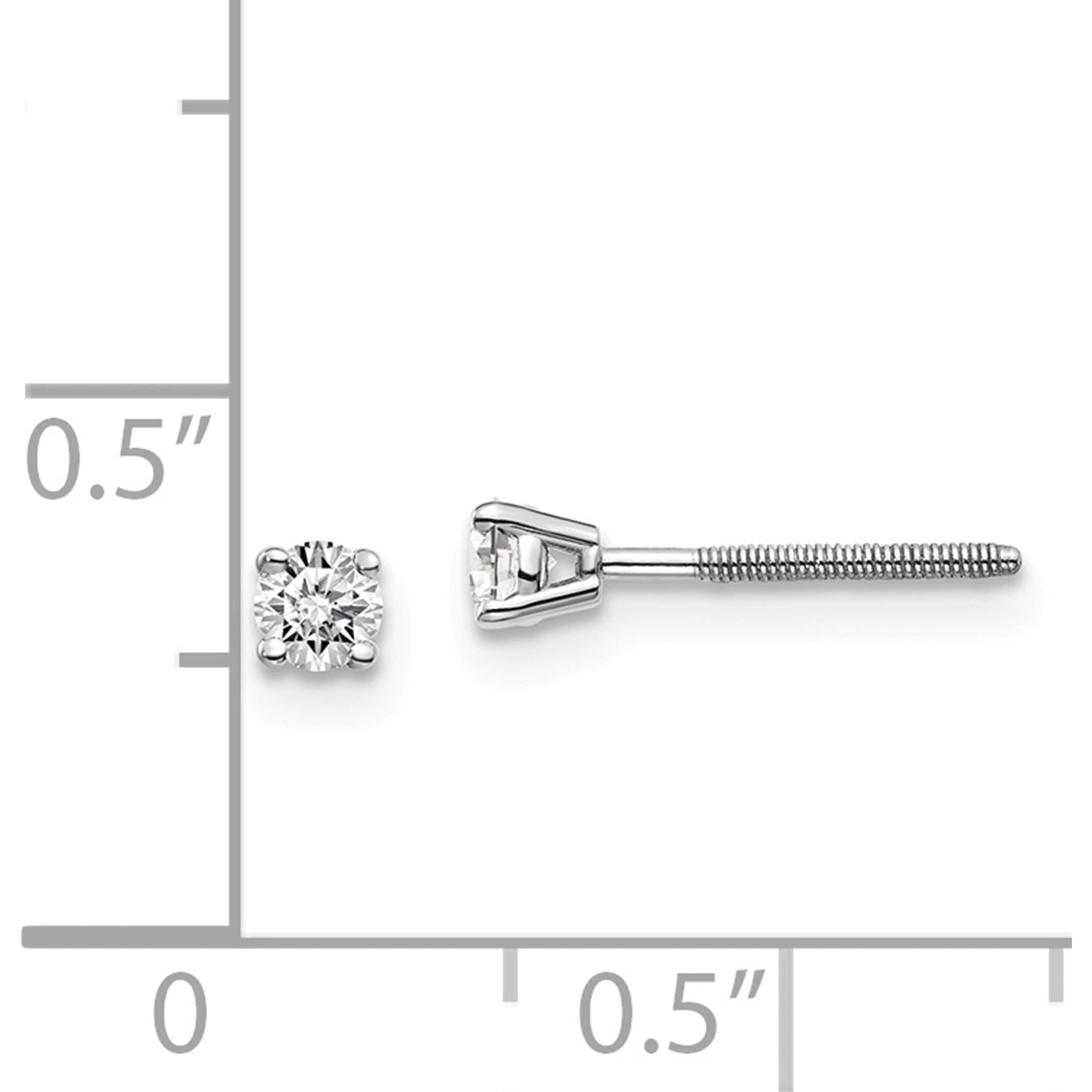 14K White Gold 14Kw .20Ct Vs2/Si1 G-I Diamond Stud Thread On/Off Post Earrings (3 X 3) Made In United States st4-20w