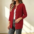 thumbnail image 4 of CHGBMOK Women Plus Size Round Neck Knit Cardigan Sweater Long Sleeve Button Down Casual Open Front Coat with Pockets Lightweight Fall Winter Outerwear, 4 of 8