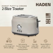 HADEN Dorset 2-Slice Wide Slot Stainless Steel Retro Toaster, Putty