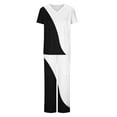 thumbnail image 3 of PXLKNZH Ensemble de Vêtements Médicaux Colorblock pour Femmes Haut à Poches et Pantalon Manches Courtes Col en V Coupe Moderne Uniforme d'Infirmière Noir,P, 3 of 7