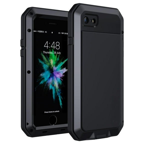 Gorilla Glass Aluminum Metal iPhone 16e Case - (Black) Heavy Duty Military Grade Shockproof and Scratch Resistant Protection, Rugged Outdoor Travel